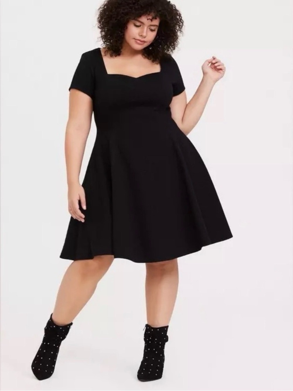 Torrid Square-Neck Black Knit Textured Skate Fit and Flare Dress NWT Size 3